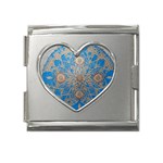 Flower Mandala Pattern Mega Link Heart Italian Charm (18mm) Front