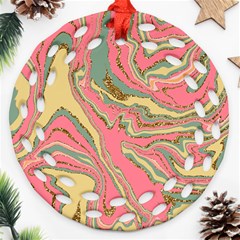 Pattern Glitter Pastel Layer Round Filigree Ornament (two Sides) by Pakjumat