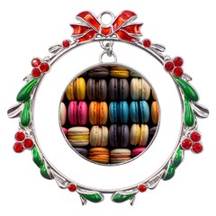 Macaroon Sweet Treat Metal X mas Wreath Ribbon Ornament by Pakjumat