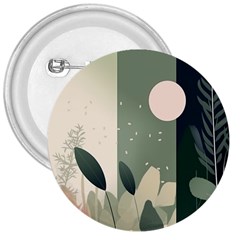 Spring Floral Plants Foliage Minimal Minimalist 3  Buttons by Pakjumat