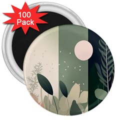 Spring Floral Plants Foliage Minimal Minimalist 3  Magnets (100 Pack) by Pakjumat