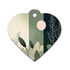 Spring Floral Plants Foliage Minimal Minimalist Dog Tag Heart (one Side) by Pakjumat