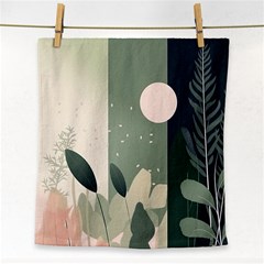 Spring Floral Plants Foliage Minimal Minimalist Face Towel by Pakjumat