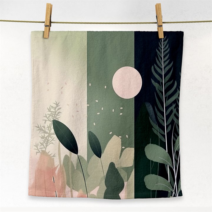 Spring Floral Plants Foliage Minimal Minimalist Face Towel