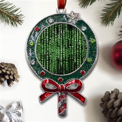 Matrix Technology Tech Data Digital Network Metal X mas Lollipop With Crystal Ornament by Pakjumat