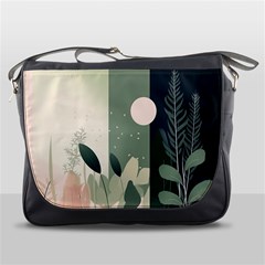 Spring Floral Plants Foliage Minimal Minimalist Messenger Bag by Pakjumat