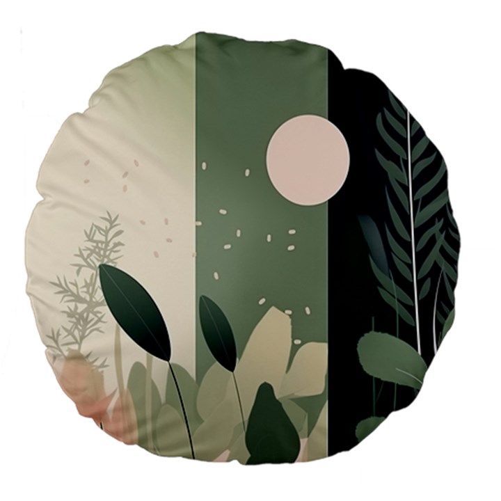 Spring Floral Plants Foliage Minimal Minimalist Large 18  Premium Round Cushions