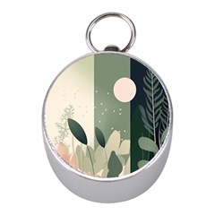 Spring Floral Plants Foliage Minimal Minimalist Mini Silver Compasses by Pakjumat