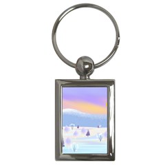 Vector Winter Landscape Sunset Evening Snow Key Chain (rectangle) by Pakjumat