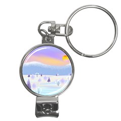 Vector Winter Landscape Sunset Evening Snow Nail Clippers Key Chain by Pakjumat