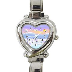 Vector Winter Landscape Sunset Evening Snow Heart Italian Charm Watch by Pakjumat