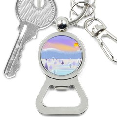 Vector Winter Landscape Sunset Evening Snow Bottle Opener Key Chain by Pakjumat