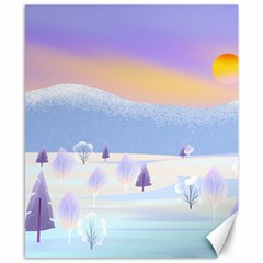 Vector Winter Landscape Sunset Evening Snow Canvas 8  X 10  by Pakjumat