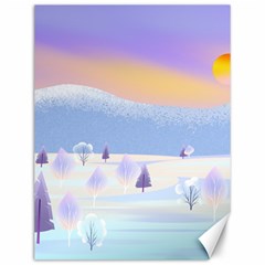 Vector Winter Landscape Sunset Evening Snow Canvas 12  X 16  by Pakjumat