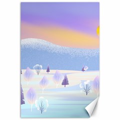 Vector Winter Landscape Sunset Evening Snow Canvas 12  X 18  by Pakjumat