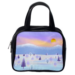 Vector Winter Landscape Sunset Evening Snow Classic Handbag (one Side) by Pakjumat