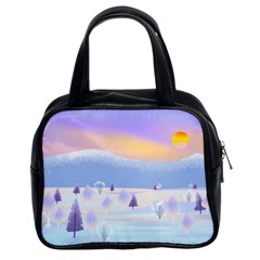 Vector Winter Landscape Sunset Evening Snow Classic Handbag (two Sides) by Pakjumat