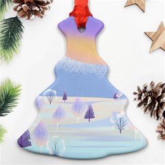 Vector Winter Landscape Sunset Evening Snow Ornament (christmas Tree)  by Pakjumat