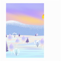 Vector Winter Landscape Sunset Evening Snow Small Garden Flag (two Sides) by Pakjumat