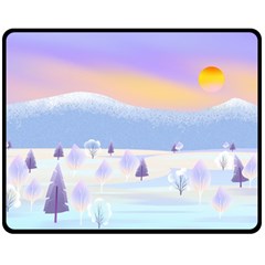 Vector Winter Landscape Sunset Evening Snow Two Sides Fleece Blanket (medium) by Pakjumat