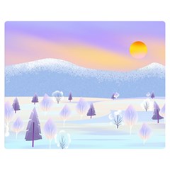 Vector Winter Landscape Sunset Evening Snow Two Sides Premium Plush Fleece Blanket (medium) by Pakjumat