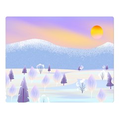 Vector Winter Landscape Sunset Evening Snow Two Sides Premium Plush Fleece Blanket (large) by Pakjumat