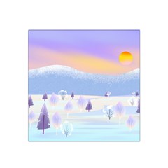 Vector Winter Landscape Sunset Evening Snow Satin Bandana Scarf 22  X 22  by Pakjumat