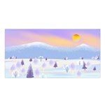 Vector Winter Landscape Sunset Evening Snow Satin Shawl 45  x 80  Front