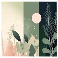 Spring Floral Plants Foliage Minimal Minimalist Wooden Puzzle Square by Pakjumat