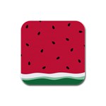 Minimalist Summer Watermelon Wallpaper Rubber Square Coaster (4 pack) Front