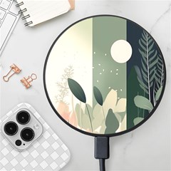 Spring Floral Plants Foliage Minimal Minimalist Wireless Fast Charger(black) by Pakjumat