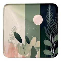 Spring Floral Plants Foliage Minimal Minimalist Square Glass Fridge Magnet (4 Pack) by Pakjumat