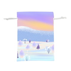 Vector Winter Landscape Sunset Evening Snow Lightweight Drawstring Pouch (m) by Pakjumat