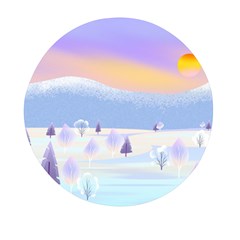 Vector Winter Landscape Sunset Evening Snow Mini Round Pill Box (pack Of 3)