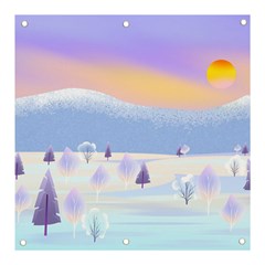 Vector Winter Landscape Sunset Evening Snow Banner And Sign 3  X 3  by Pakjumat