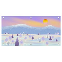 Vector Winter Landscape Sunset Evening Snow Banner And Sign 4  X 2 