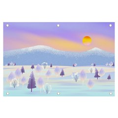 Vector Winter Landscape Sunset Evening Snow Banner And Sign 6  X 4 