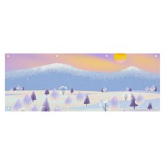 Vector Winter Landscape Sunset Evening Snow Banner And Sign 8  X 3  by Pakjumat