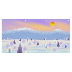 Vector Winter Landscape Sunset Evening Snow Banner And Sign 8  X 4  by Pakjumat