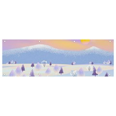 Vector Winter Landscape Sunset Evening Snow Banner And Sign 9  X 3 