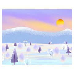 Vector Winter Landscape Sunset Evening Snow Premium Plush Fleece Blanket (medium) by Pakjumat