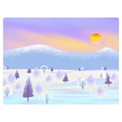 Vector Winter Landscape Sunset Evening Snow Two Sides Premium Plush Fleece Blanket (extra Small) by Pakjumat