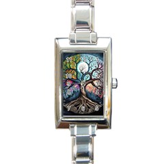 Tree Colourful Rectangle Italian Charm Watch by Pakjumat