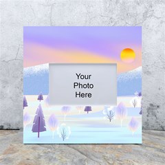 Vector Winter Landscape Sunset Evening Snow White Box Photo Frame 4  X 6 