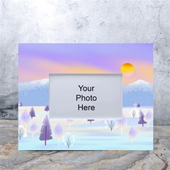 Vector Winter Landscape Sunset Evening Snow White Tabletop Photo Frame 4 x6 