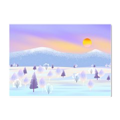 Vector Winter Landscape Sunset Evening Snow Crystal Sticker (a4)