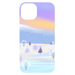 Vector Winter Landscape Sunset Evening Snow Iphone 14 Black Uv Print Case