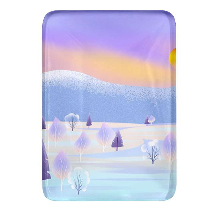 Vector Winter Landscape Sunset Evening Snow Rectangular Glass Fridge Magnet (4 pack)