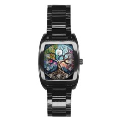 Tree Colourful Stainless Steel Barrel Watch by Pakjumat