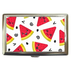 Cute Smiling Watermelon Seamless Pattern White Background Cigarette Money Case by Pakjumat